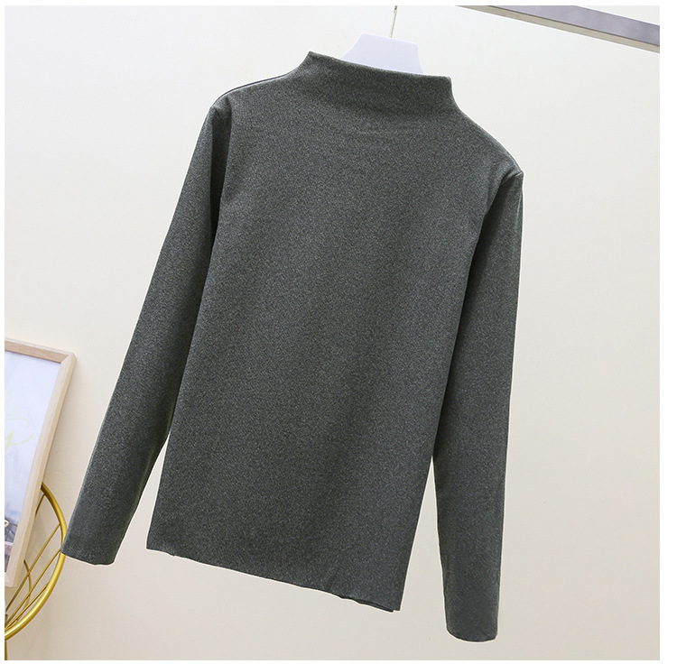 Autumn and Winter Dralon Cationic Thermal Clothes Turtleneck Solid Color Bottoming Shirt Women's Stretchy Underwear Slimming Large Size Long Sleeve T-shirt