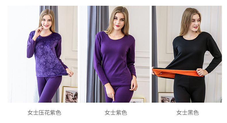 Men's and Women's Fleece Thick Autumn Clothes MiddleAged and Elderly Golden Fleece Thermal Underwear Couple Suit Whole