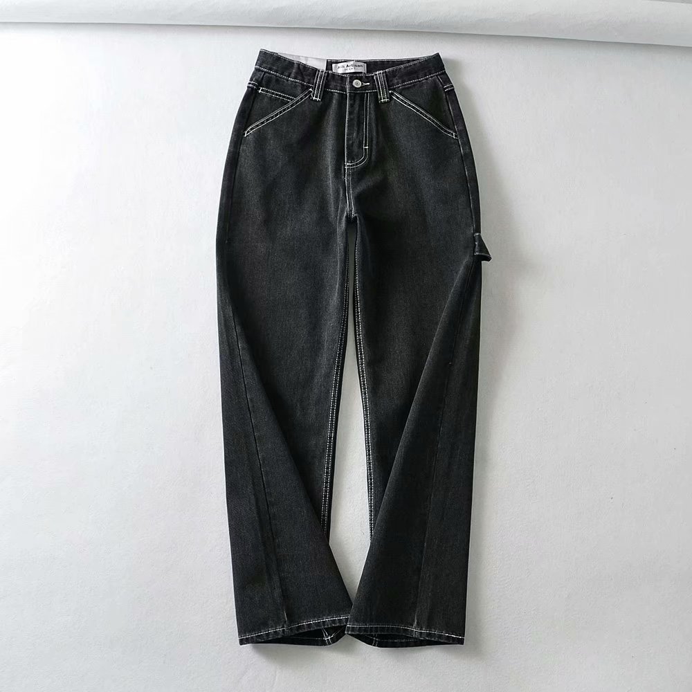 Summer New European and American women&#039;s fashion wash work clothes loose wide-leg pants jeans K4016