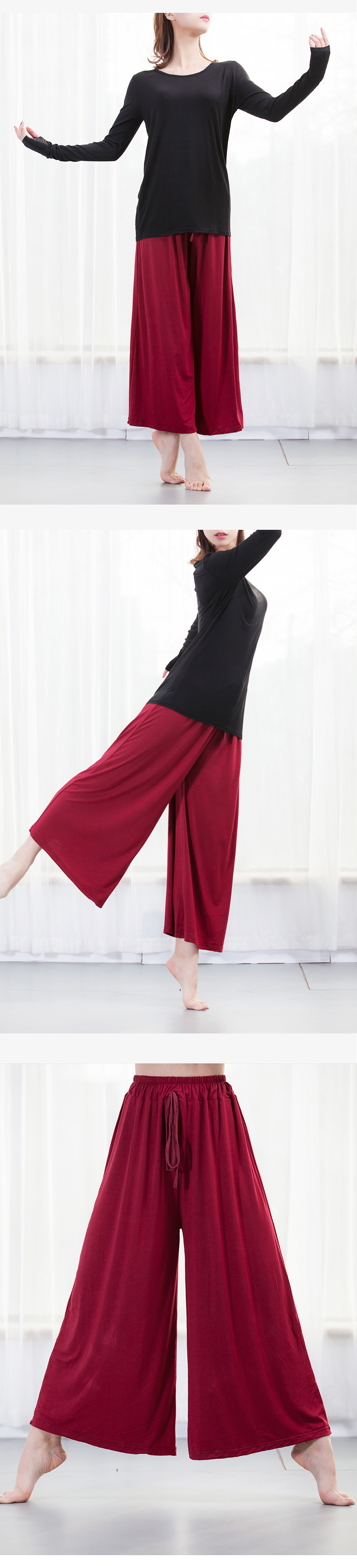 Dance Pants WideLegged Pants Black Practice Clothes Wide Pine Base Training ClothesShaped Modal Cropped Pants for Women