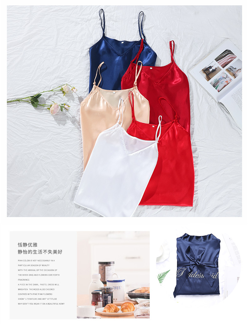 Nightdress Women's Summer Sexy Clothes Underwear Artificial Silk Adjustable Shoulder Strap Skirt One Piece Dropshipping