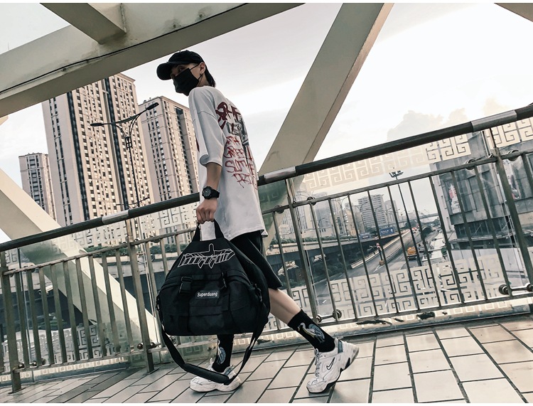 2020 New Trendy Korean Style All-Matching Work Clothes Mechanical Style Oxford Cloth Messenger Bag Couple Men and Women Casual Shoulder Big Bag