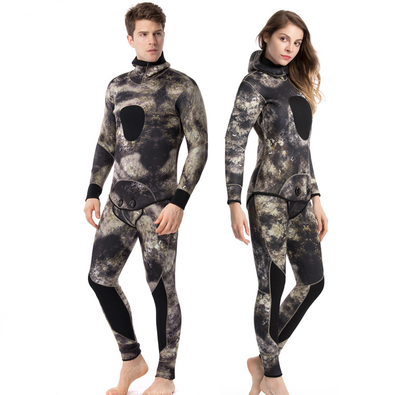 As a result, 3MM camouflage fishing wetsuit split wetsuit for men and women warm and cold clothes semi-dry types