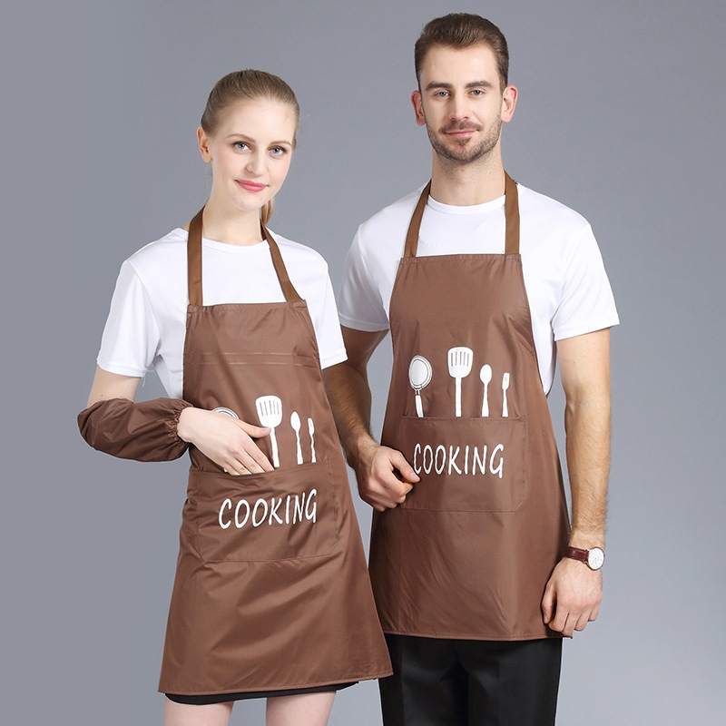 Korean Fashion Apron, Home Kitchen Milk Tea Shop Manicure Waterproof Adult Men&#039;s and Women&#039;s Work Clothes Apron with Knife and Fork Patterns