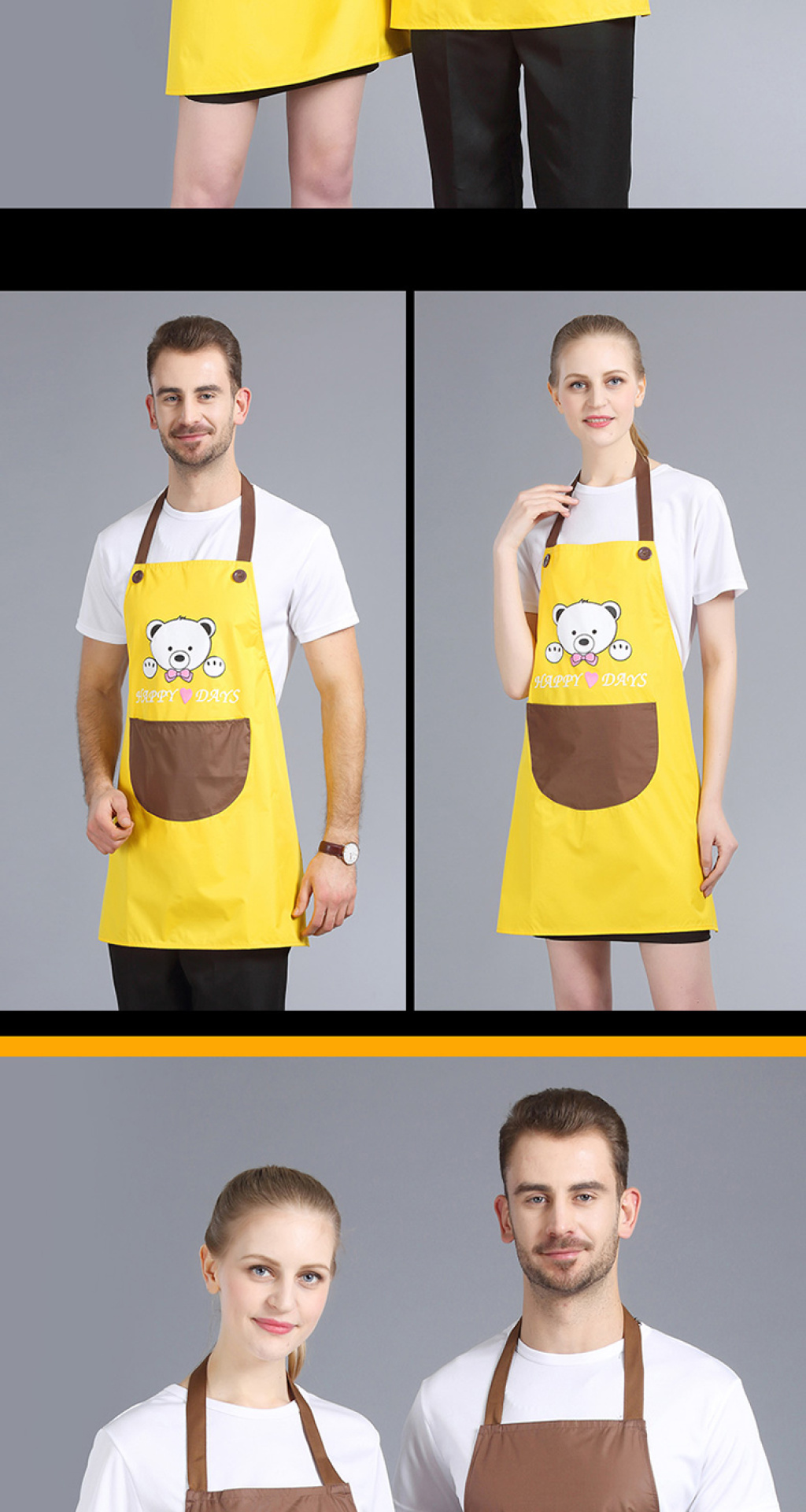 Korean Fashion Apron, Home Kitchen Milk Tea Shop Manicure Waterproof Adult Men's and Women's Work Clothes Apron with Knife and Fork Patterns