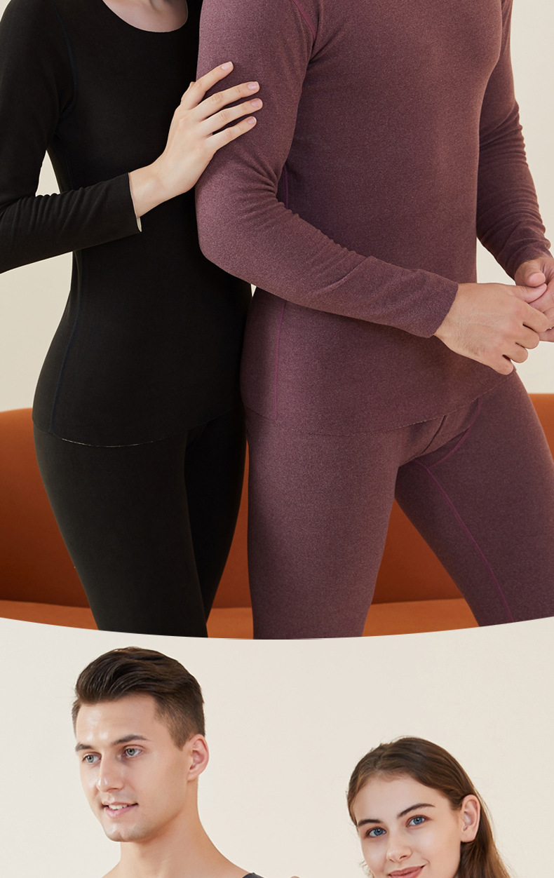Dralon Hot Couple Underwear Women's Dralon Traceless Thickening Bottoming Autumn Clothes Winter Two-Color Warm Men's Cotton Jersey Dralon Hot Couple Underwear Women's Dralon Traceless Thickening Bottoming Autumn Clothes Winter Two-Color Warm Men's Cotton Jersey