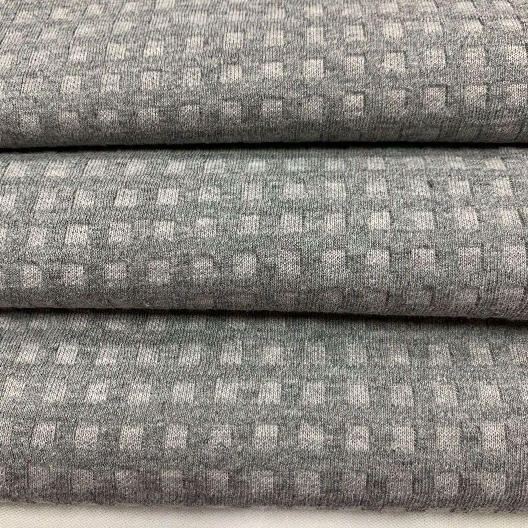 Manufacturers Supply CVC Heather Gray Large Plaid Waffle T-shirt Pajamas Knitted Fabric