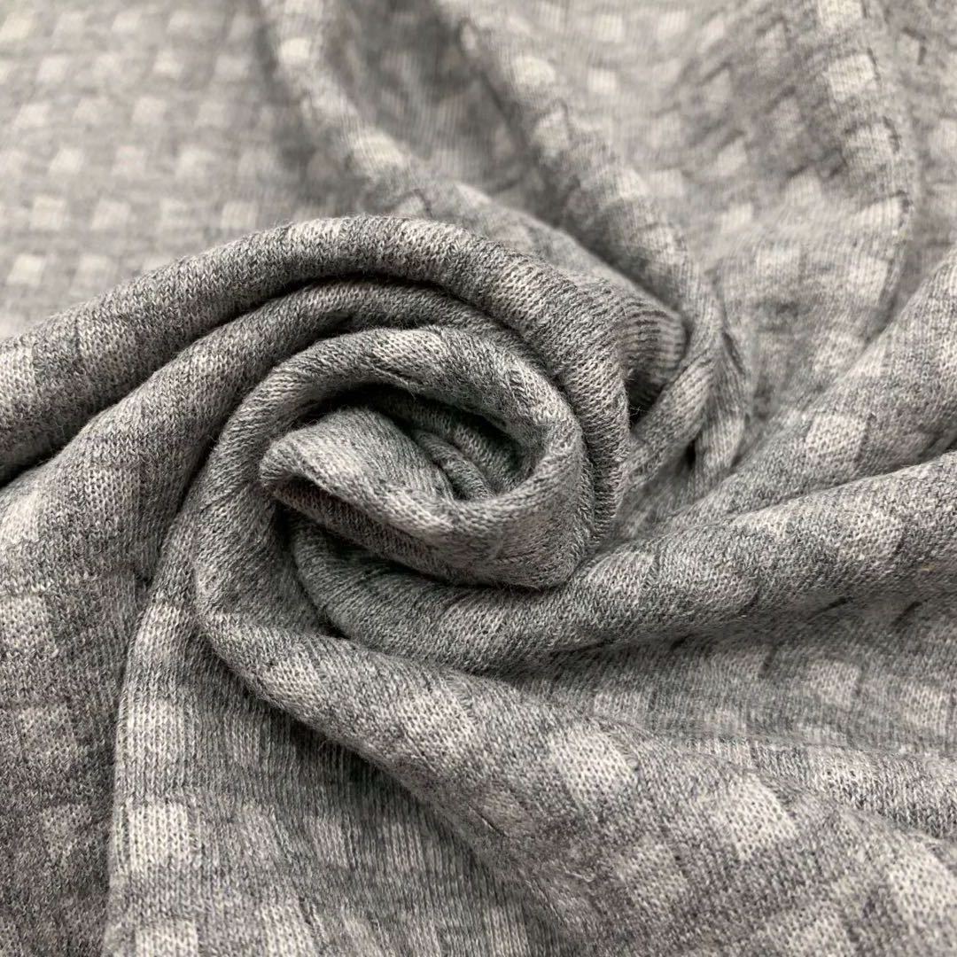 Manufacturers Supply CVC Heather Gray Large Plaid Waffle T-shirt Pajamas Knitted Fabric