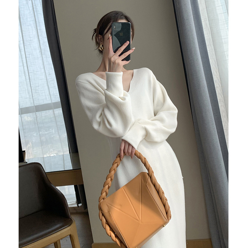 White Knitted Fabric Dress for Women Autumn and Winter Long Long Dress Underdress 2022 New Elegant Inner Match Sweater Skirt White Knitted Fabric Dress for Women Autumn and Winter Long Long Dress Underdress 2022 New Elegant Inner Match Sweater Skirt