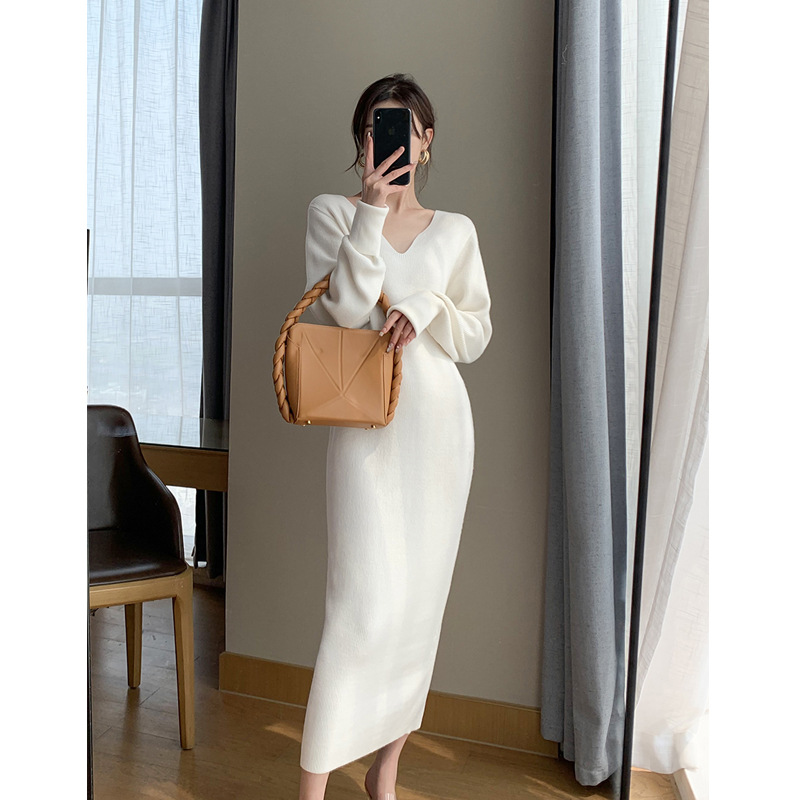 White Knitted Fabric Dress for Women Autumn and Winter Long Long Dress Underdress 2022 New Elegant Inner Match Sweater Skirt White Knitted Fabric Dress for Women Autumn and Winter Long Long Dress Underdress 2022 New Elegant Inner Match Sweater Skirt