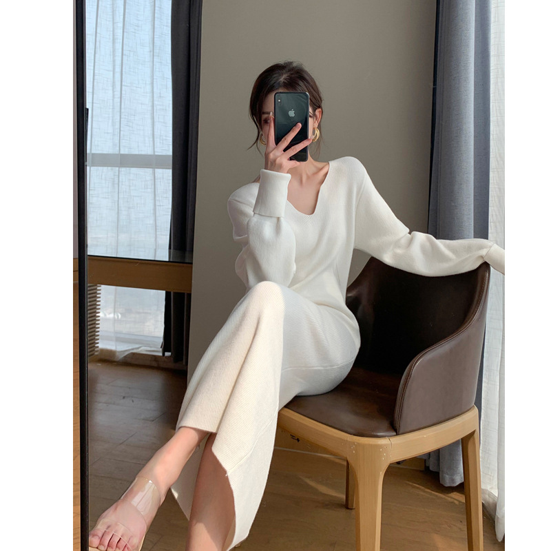 White Knitted Fabric Dress for Women Autumn and Winter Long Long Dress Underdress 2022 New Elegant Inner Match Sweater Skirt White Knitted Fabric Dress for Women Autumn and Winter Long Long Dress Underdress 2022 New Elegant Inner Match Sweater Skirt