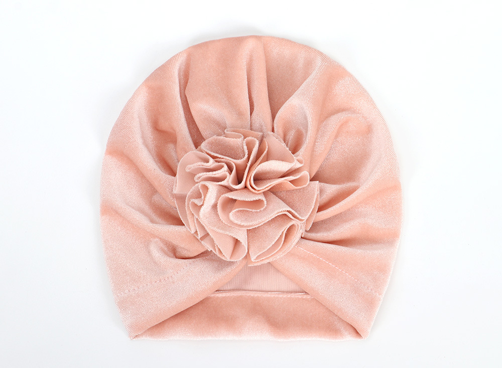 14 Colors Foreign Trade New Children Sleeve Cap Baby Autumn and Winter Gold Velvet Knitted Fabric Pleated Flower Indian Hat 14 Colors Foreign Trade New Children Sleeve Cap Baby Autumn and Winter Gold Velvet Knitted Fabric Pleated Flower Indian Hat