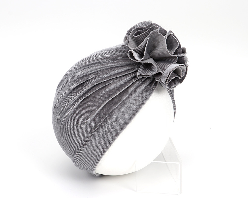 14 Colors Foreign Trade New Children Sleeve Cap Baby Autumn and Winter Gold Velvet Knitted Fabric Pleated Flower Indian Hat 14 Colors Foreign Trade New Children Sleeve Cap Baby Autumn and Winter Gold Velvet Knitted Fabric Pleated Flower Indian Hat