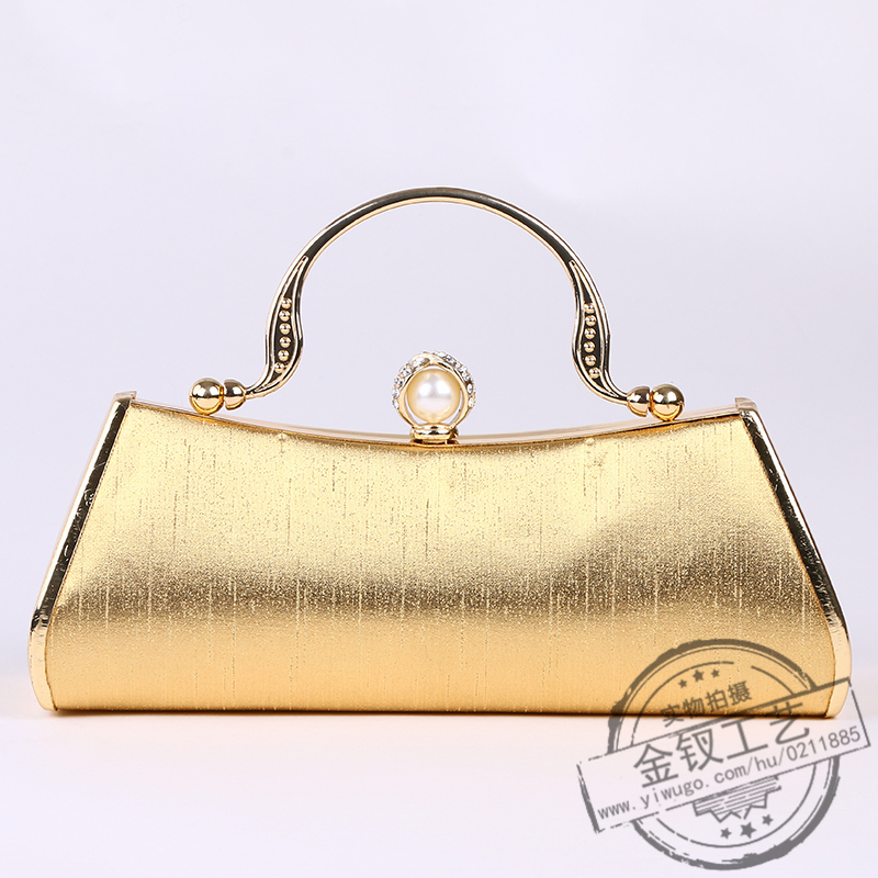 High-End Rhinestone-Encrusted Pearl Buckle Annual Party Banquet Dress Garment Bag Dinner Bag Princess Bag Pearl Rhinestone Single-Sided Diamond Handbag