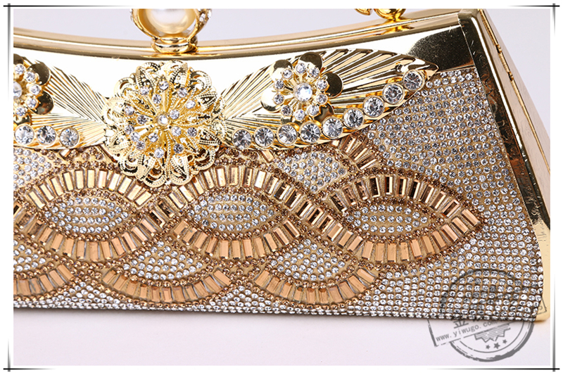 High-End Rhinestone-Encrusted Pearl Buckle Annual Party Banquet Dress Garment Bag Dinner Bag Princess Bag Pearl Rhinestone Single-Sided Diamond Handbag