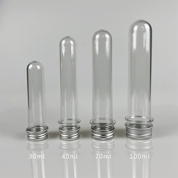 40ml Transparent Cylindrical Pet Test Tube Mask Candy Rubber Capsule Bath Salts Data Cable Packing Plastic Bottle