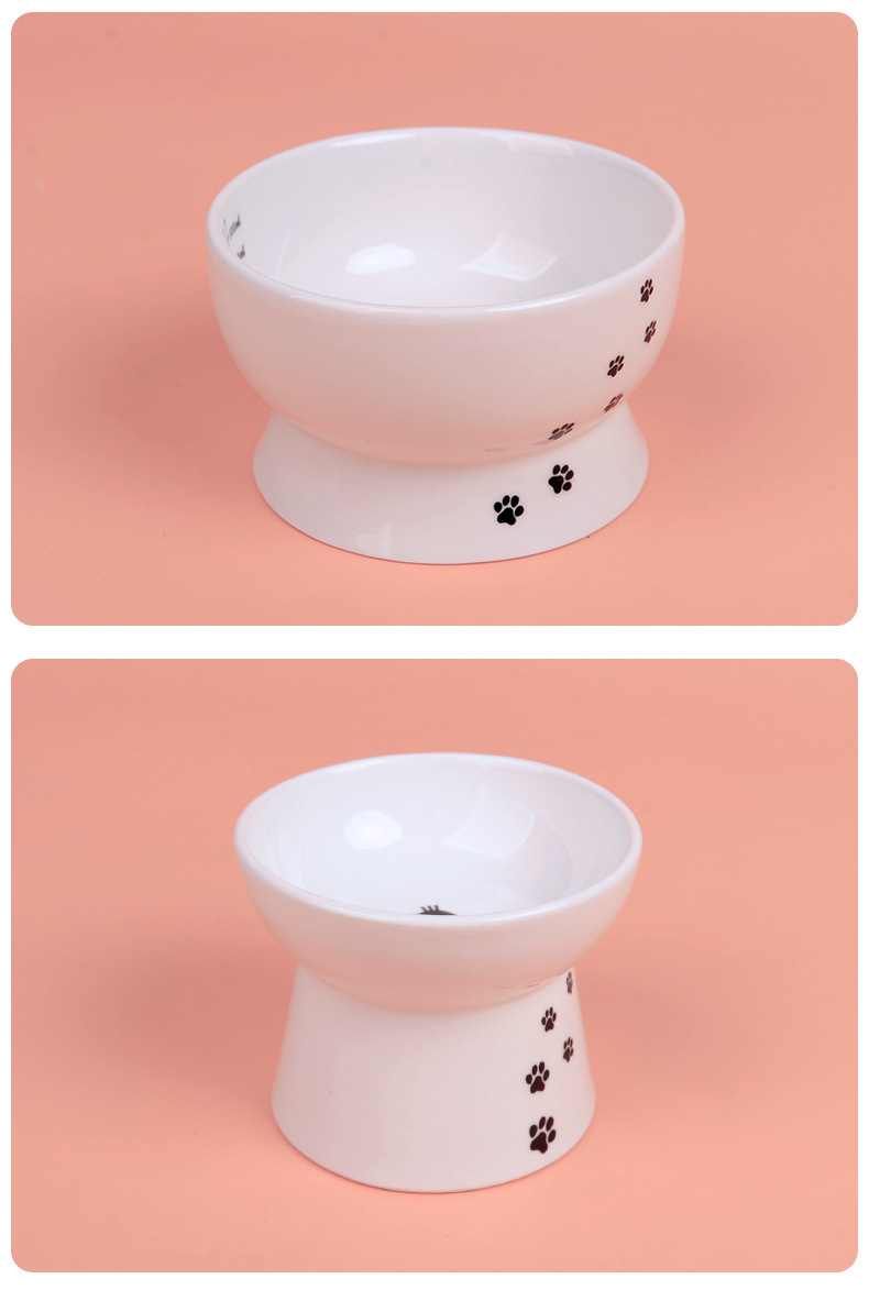 Japanese-Style High Foot Protection Cervical Spine Ceramic Bowl Cat and Dog Drinking Water Feeding Ceramic Pet Bowl Japanese-Style High Foot Protection Cervical Spine Ceramic Bowl Cat and Dog Drinking Water Feeding Ceramic Pet Bowl