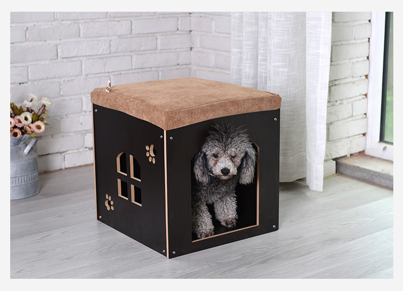 Pet Plug-in Shoe Changing Stool Removable and Washable Four Seasons Pet House Wooden Pet Nest Storage Doghouse Cathouse Rabbit Cage