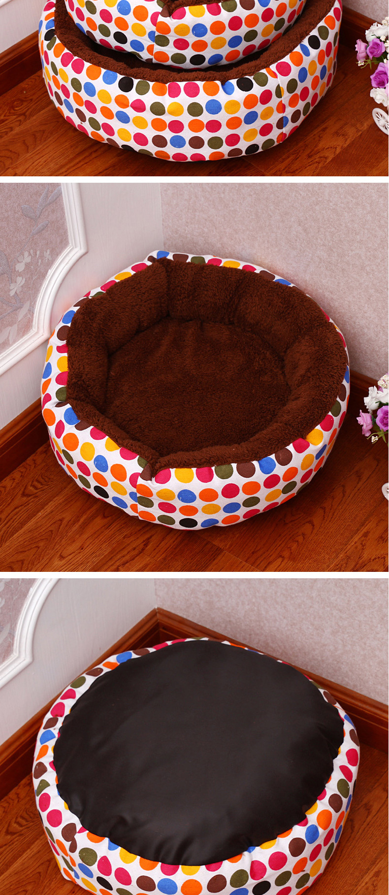 The Pet supplies nest cat Folding House Dog Nest cotton dot canvas Pet Nest four-piece set