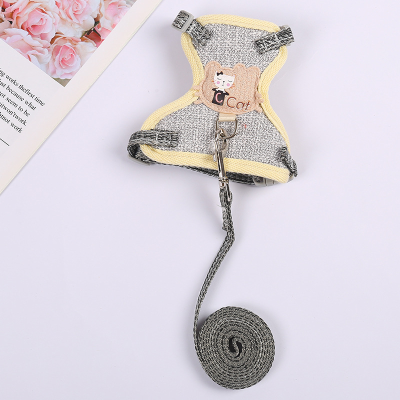 Cross-Border Hot Selling Cartoon Cotton Cloth Cat Pulling Rope Breathable Anti Breaking Loose Cat Rope Vest Style Chest Strap Pet Rope