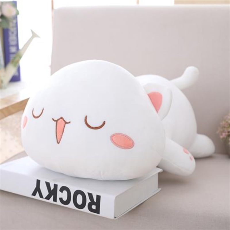 Express it in grey cat white cat plush toy doll, cartoon pet cat cuddle pillow sleeping baby cuddle wholesale