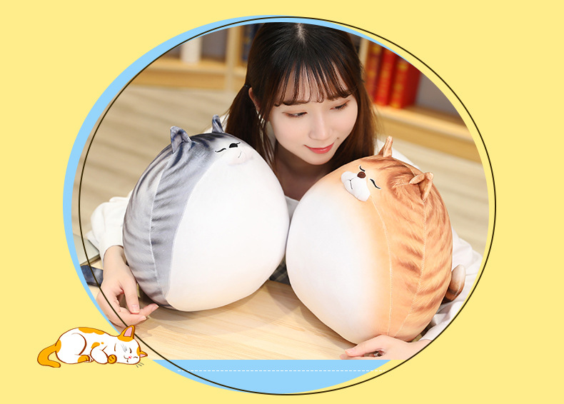 Japanese Cute Pet Cat Egg Cat Doll Plush Toy Bed Sleeping Super Soft Big Pillow Doll