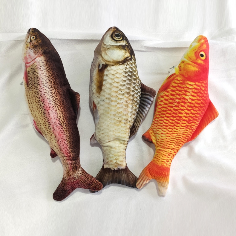 Factory Wholesale Plush Simulated Fish Pet Cat Toy Catnip Cat Teaser Cat Doll Pillow Spot Straight Hair