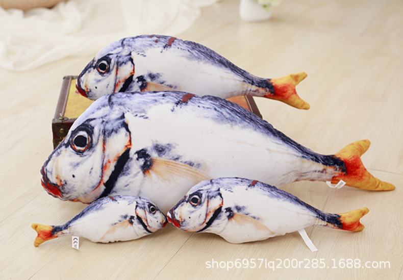 Factory Wholesale Plush Simulated Fish Pet Cat Toy Catnip Cat Teaser Cat Doll Pillow Spot Straight Hair