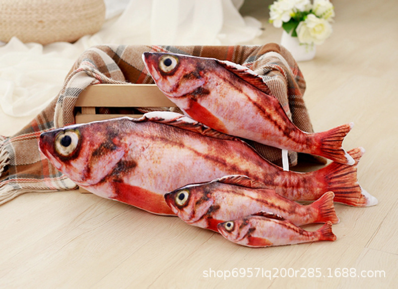 Factory Wholesale Plush Simulated Fish Pet Cat Toy Catnip Cat Teaser Cat Doll Pillow Spot Straight Hair