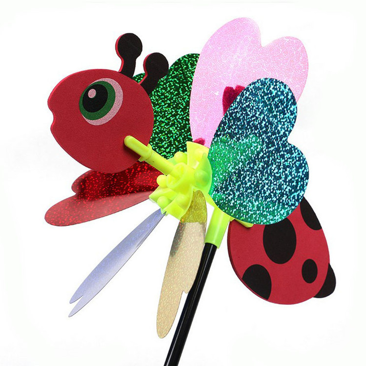 Environmental PET toy small windmill cute cartoon insect manufacturers supply outdoor decoration windmill hot sale