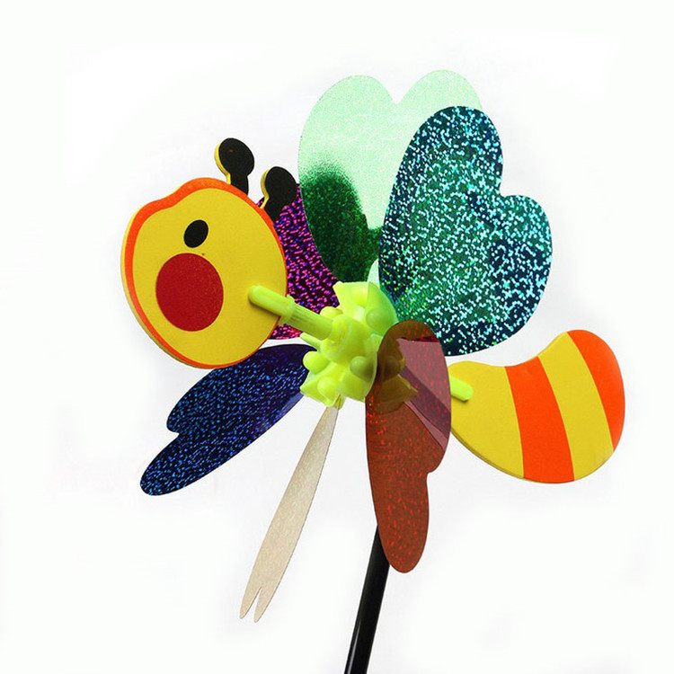 Environmental PET toy small windmill cute cartoon insect manufacturers supply outdoor decoration windmill hot sale