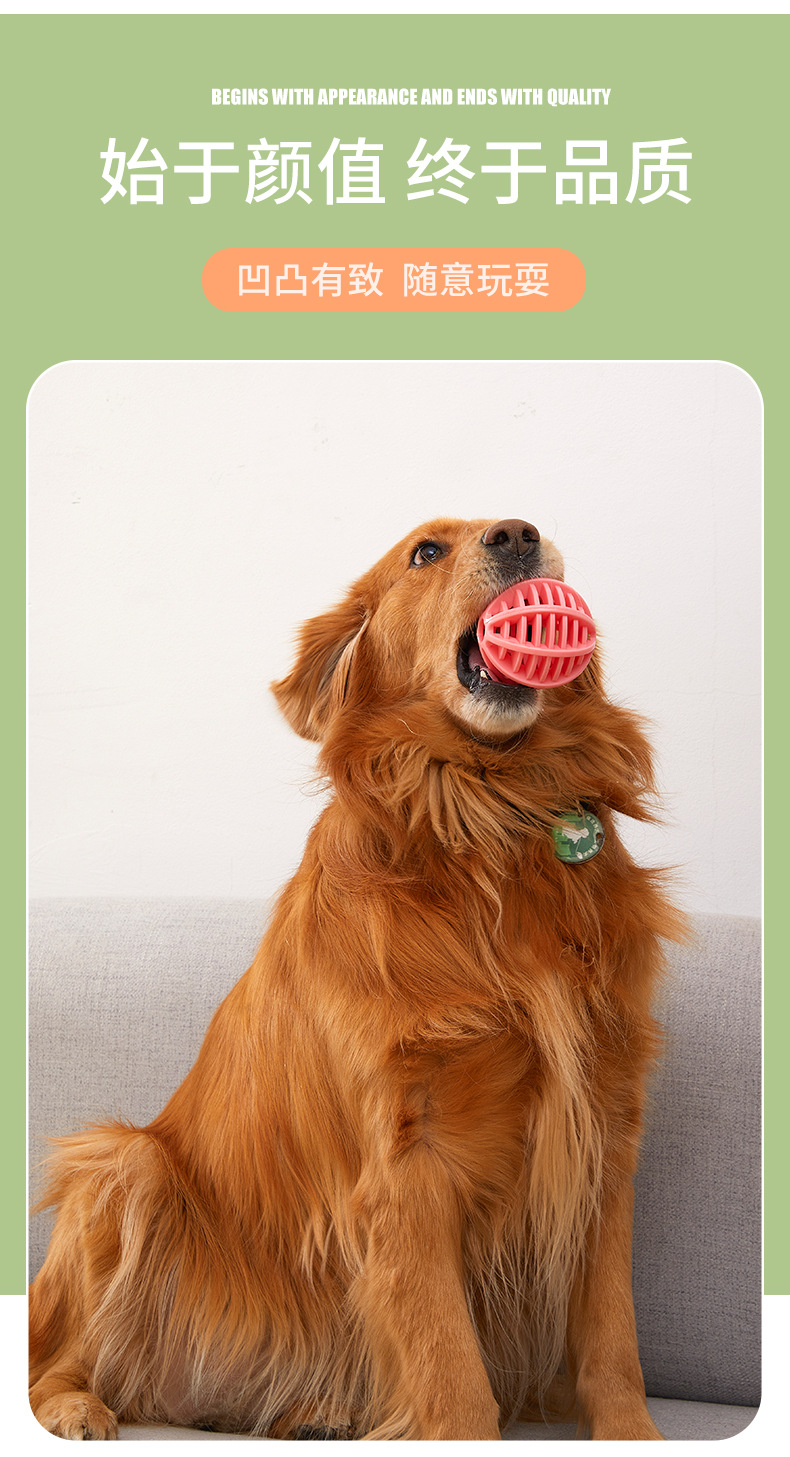 New Dog Toy Pet Bite-Resistant Molar Relieving Stuffy Toy TPR Food Dropping Ball Funny Training Tooth Cleaning Rubber Ball