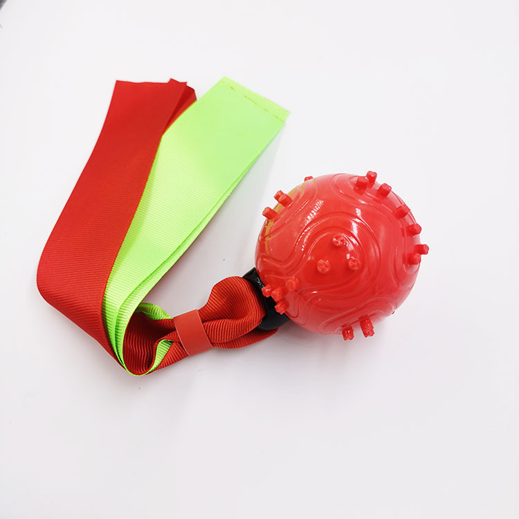 Pet Toy Molar Tooth Cleaning Ball TPR Ribbon Dog Sound Toy Environmental Protection Dog Training Bite-Resistant Ball Factory Price Direct Sales
