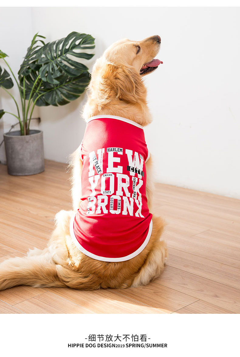 Big Dog Vest Spring and Summer Thin Breathable Golden Hair Samo Pet Two-legged T-shirt Sweater Medium Large Dog Clothes