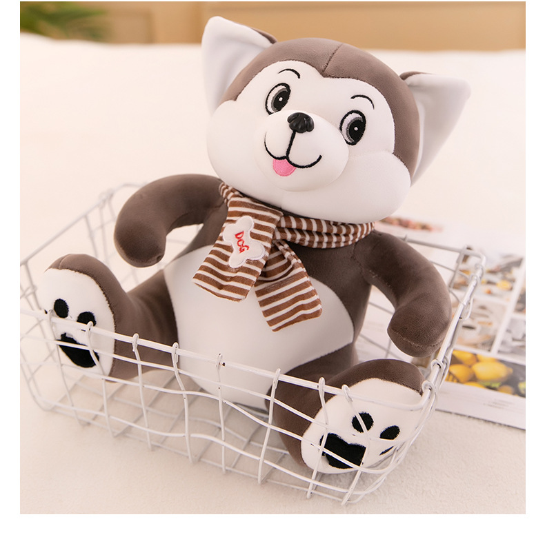Plush Toy New Scarf Husky Doll Sitting Version Cute Husky Dog Pillow Children Doll Wholesale