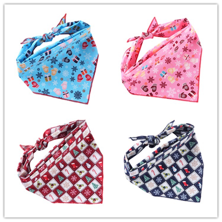 Pet Printed Triangle Scarf Plaid Striped Revival Christmas Dog Birthday Bib Large Dog Triangle Scarf Scarf