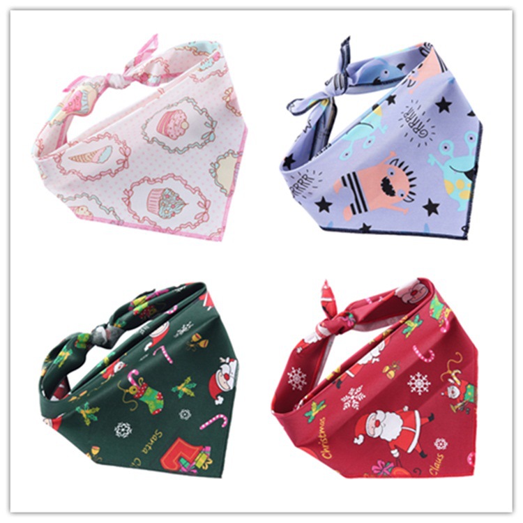 Pet Printed Triangle Scarf Plaid Striped Revival Christmas Dog Birthday Bib Large Dog Triangle Scarf Scarf
