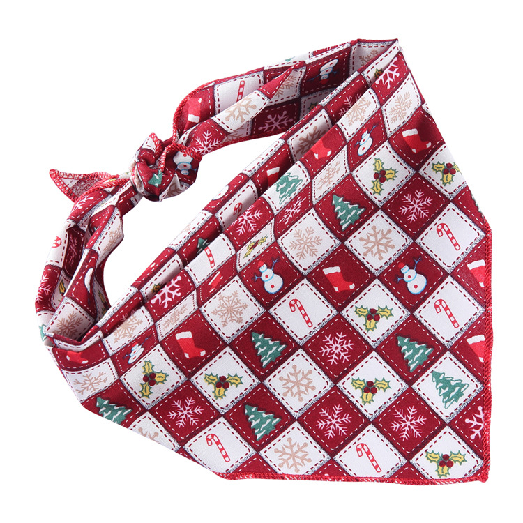 Pet Printed Triangle Scarf Plaid Striped Revival Christmas Dog Birthday Bib Large Dog Triangle Scarf Scarf