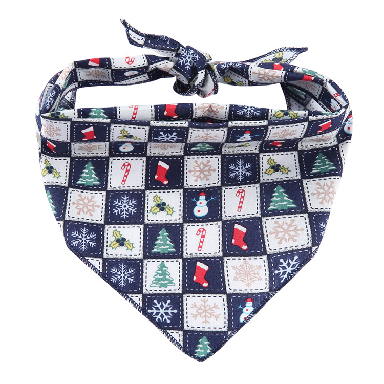 Pet Printed Triangle Scarf Plaid Striped Revival Christmas Dog Birthday Bib Large Dog Triangle Scarf Scarf