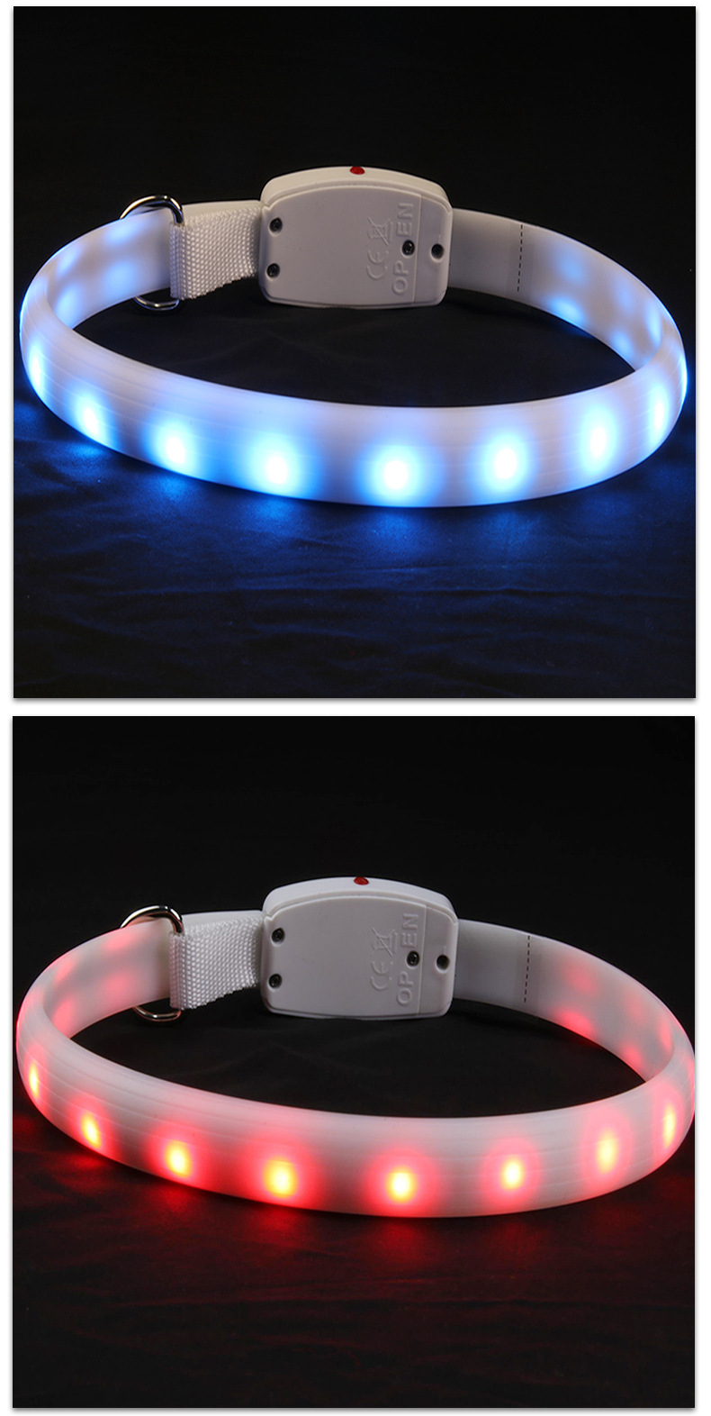 Pet Supplies USB Dog Luminous Collar Dog Scarf Dog LED Luminous Scarf Ring Silicone Collar Factory Wholesale