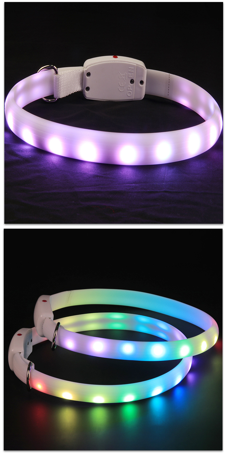 Pet Supplies USB Dog Luminous Collar Dog Scarf Dog LED Luminous Scarf Ring Silicone Collar Factory Wholesale