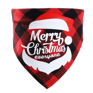 Cross-Border Amazon Christmas Pet's Saliva Towel Pure Cotton Triangle Scarf Dog Scarf Cat Scarf Jewelry
