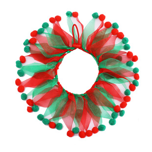 Cross-Border Amazon Christmas Pet's Saliva Towel Pure Cotton Triangle Scarf Dog Scarf Cat Scarf Jewelry