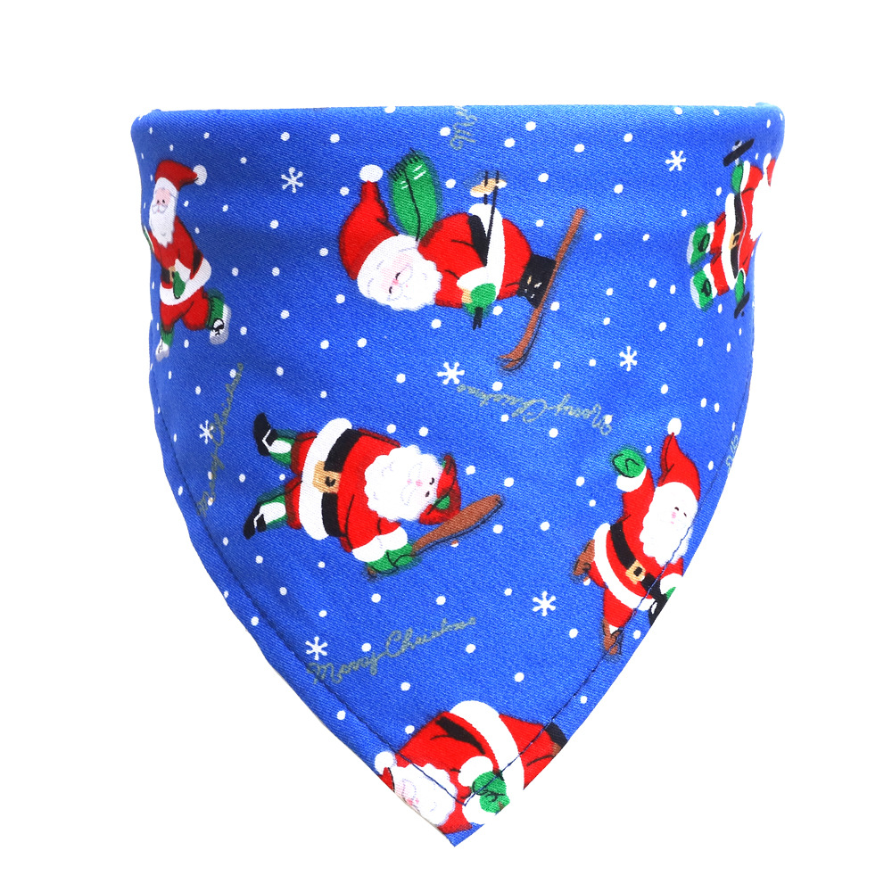 Cross-Border Amazon Christmas Pet's Saliva Towel Pure Cotton Triangle Scarf Dog Scarf Cat Scarf Jewelry
