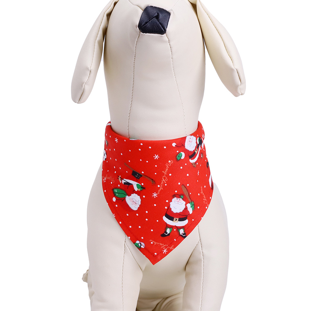 Cross-Border Amazon Christmas Pet's Saliva Towel Pure Cotton Triangle Scarf Dog Scarf Cat Scarf Jewelry