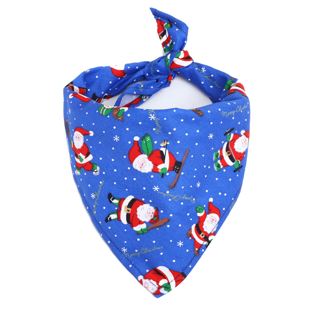 Cross-Border Amazon Christmas Pet's Saliva Towel Pure Cotton Triangle Scarf Dog Scarf Cat Scarf Jewelry