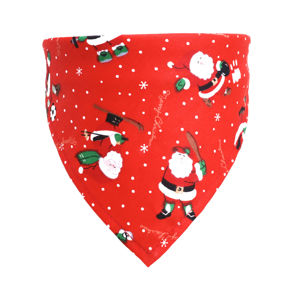 Cross-Border Amazon Christmas Pet's Saliva Towel Pure Cotton Triangle Scarf Dog Scarf Cat Scarf Jewelry