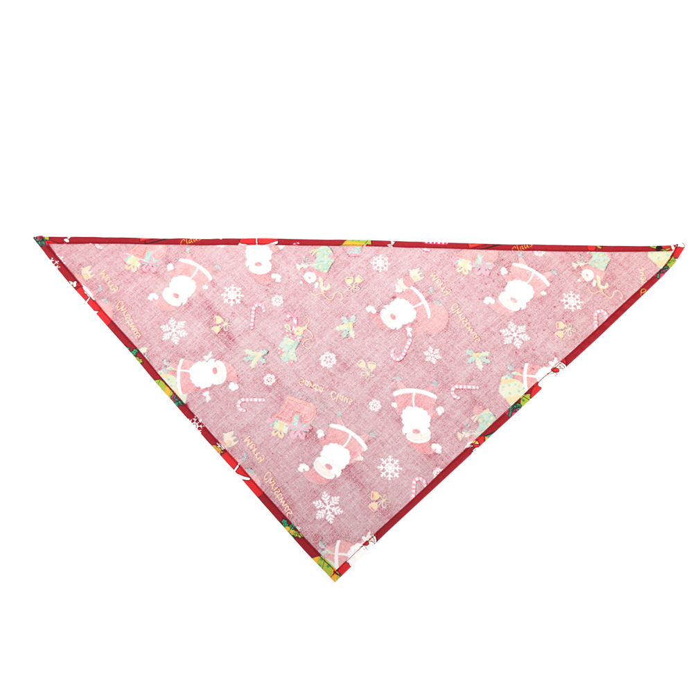 Cross-Border Amazon Christmas Pet's Saliva Towel Pure Cotton Triangle Scarf Dog Scarf Cat Scarf Jewelry