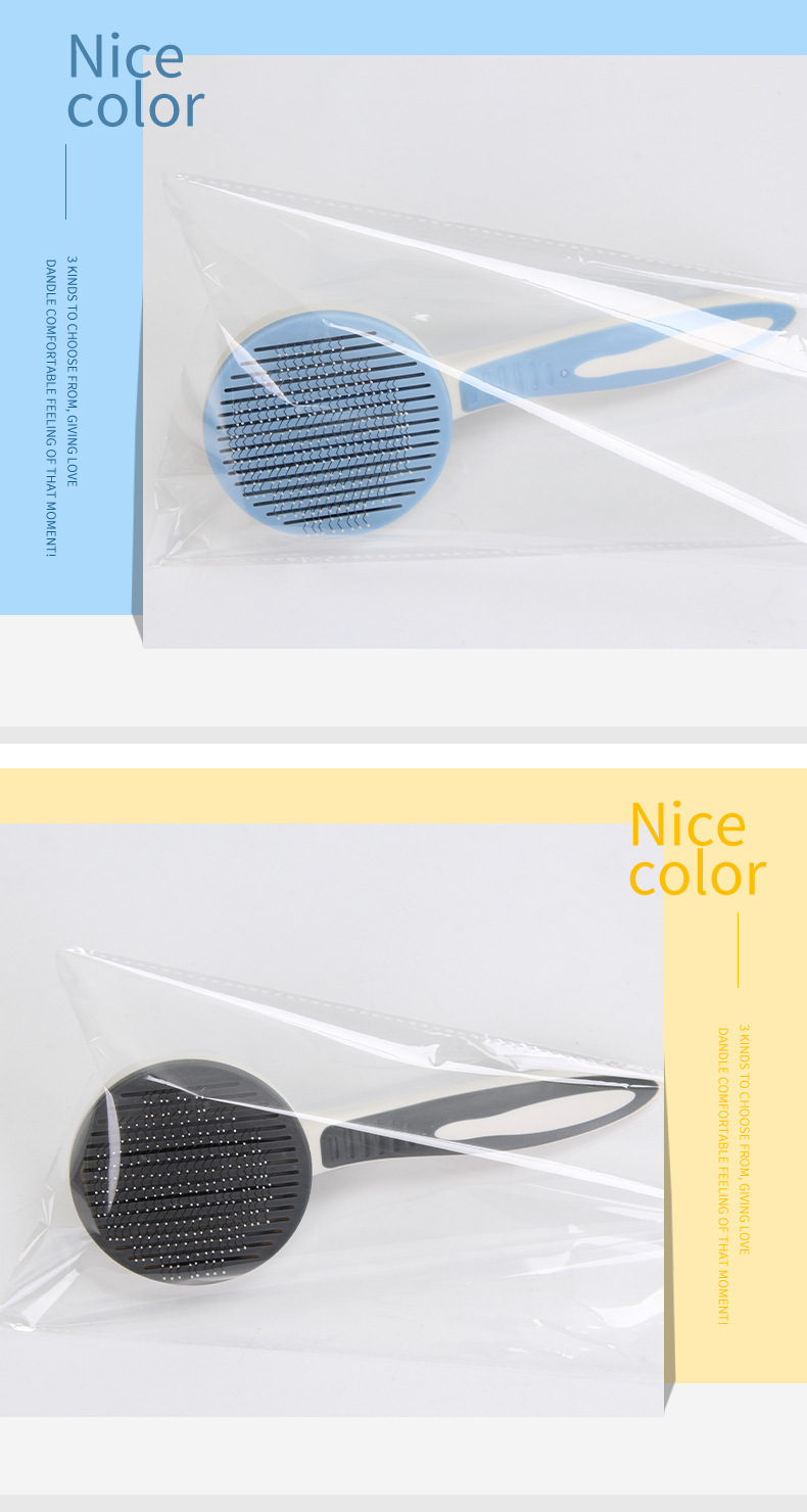 New Product Recommended Pet Automatic Return Hair Comb One-Click Hair Removal Dog Comb Non-Slip Handle Stainless-Steel Needle Cat Brush