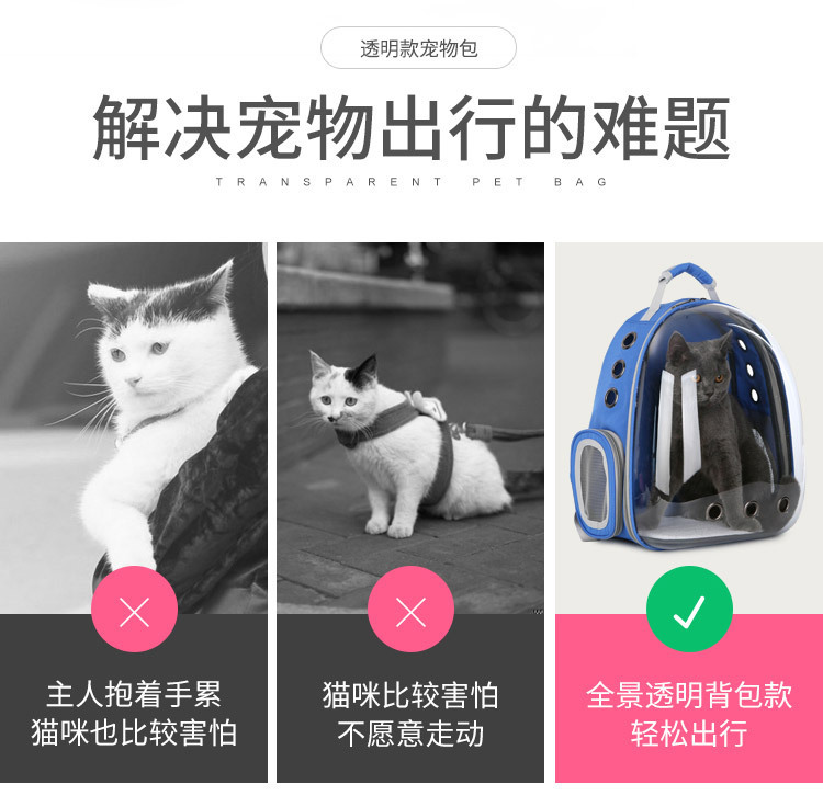 Panoramic transparent space pet backpack doggie bag travel bag travel bag pet supplies